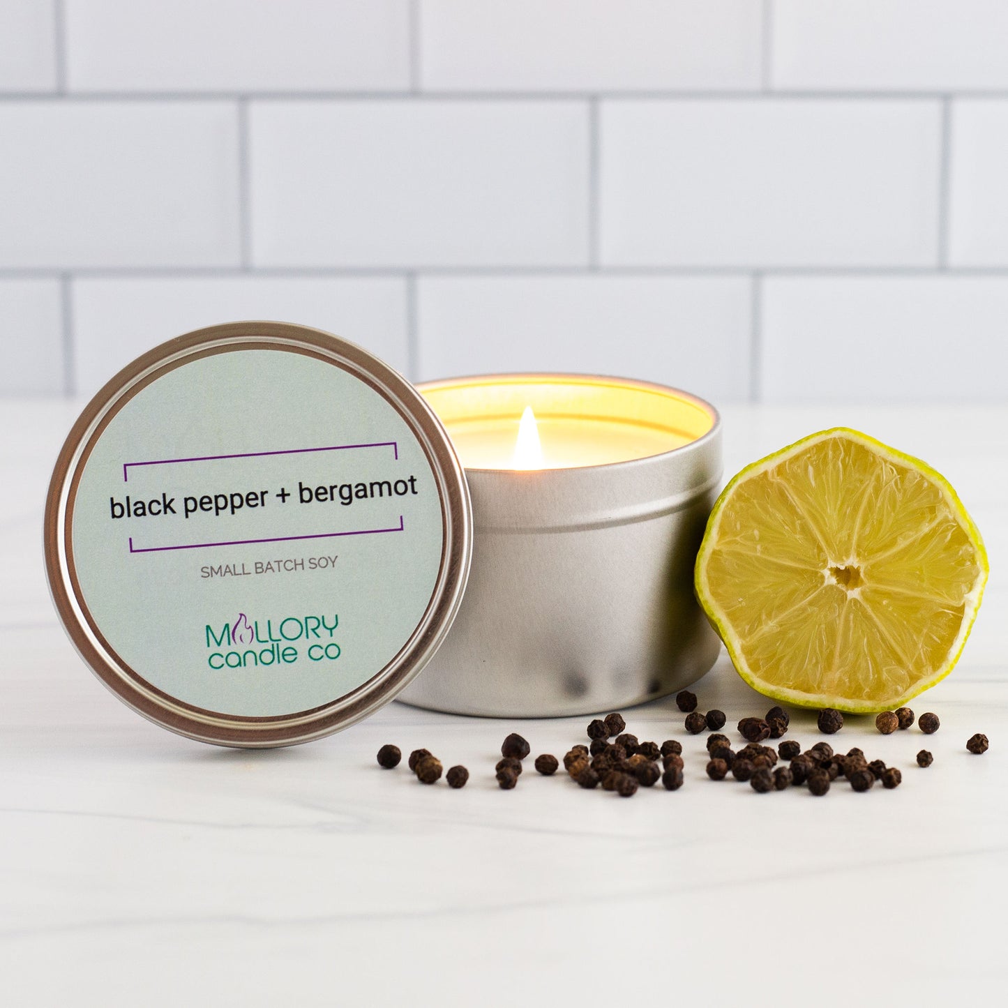 Black Pepper Bergamot Candle, Large Tin