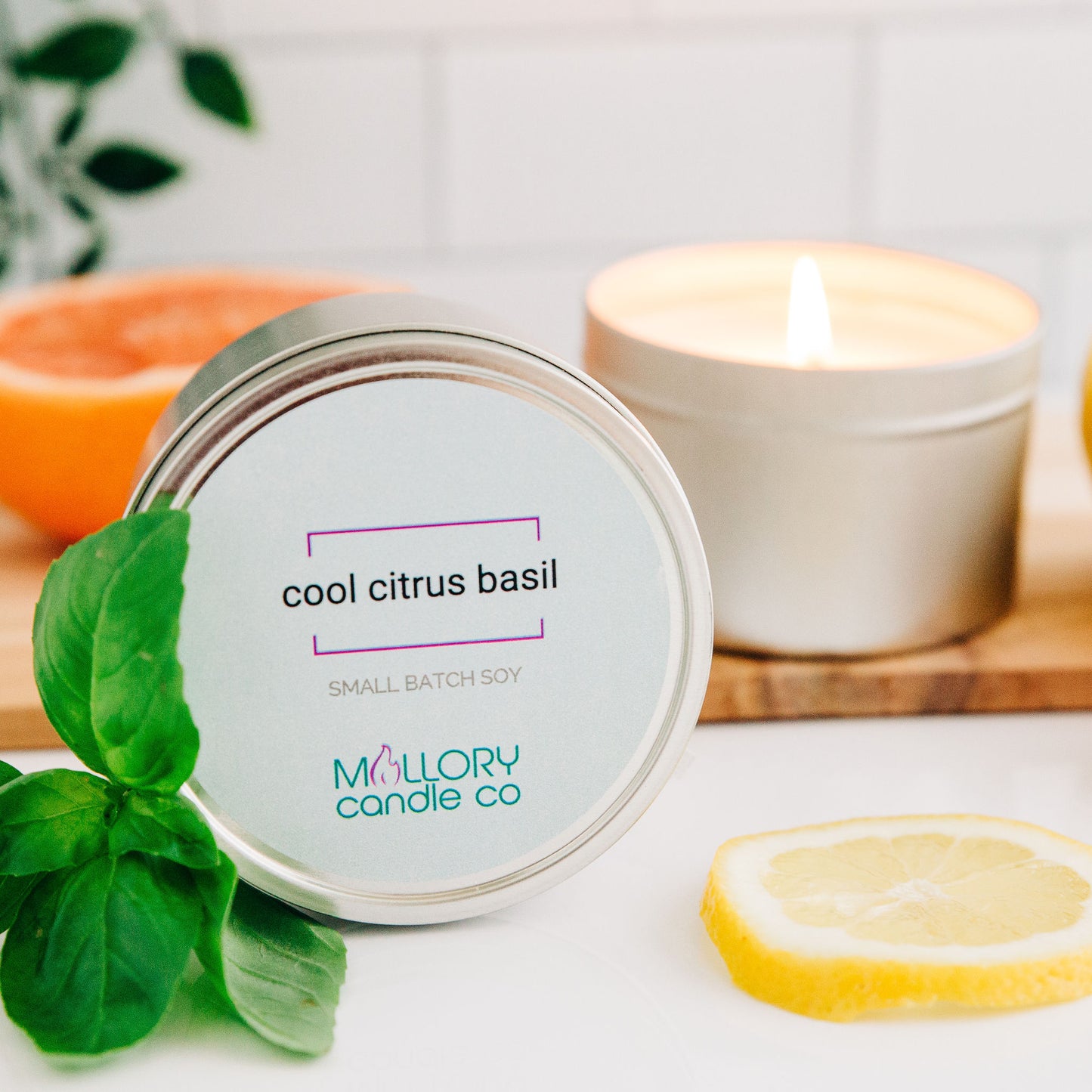Cool Citrus Basil Candle, Sample