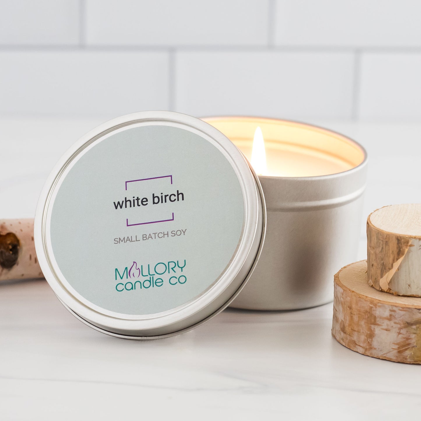 White Birch Candle, Large Tin