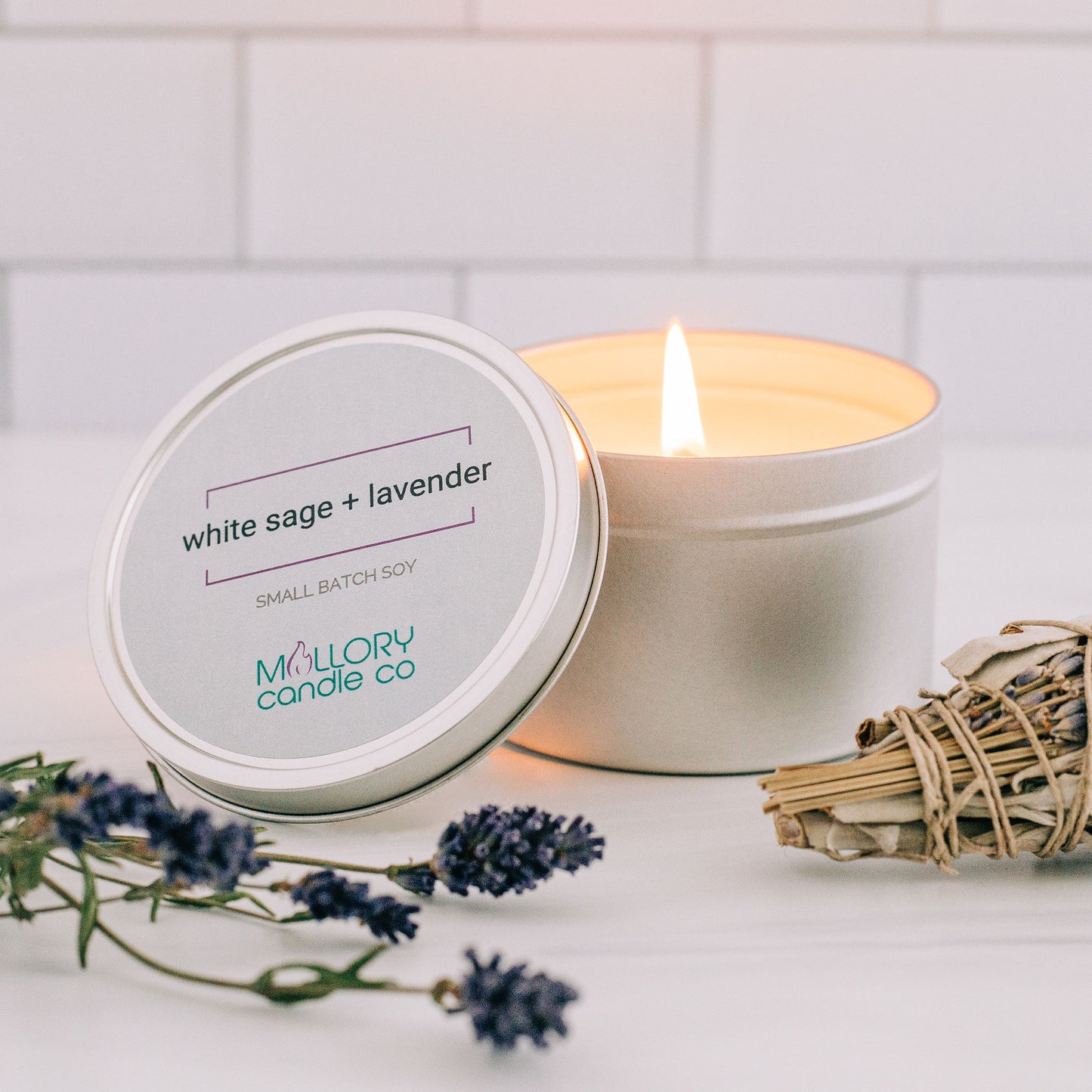 White Sage + Lavender Candle, Large Tin