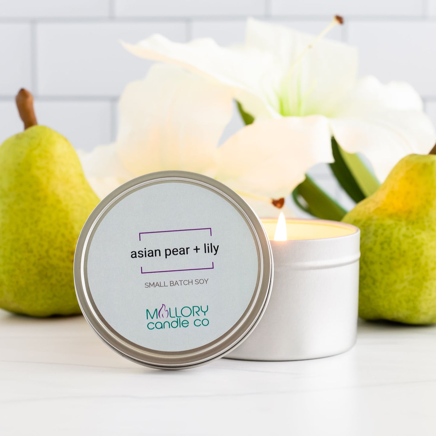 Asian Pear + Lily Candle, Large Tin