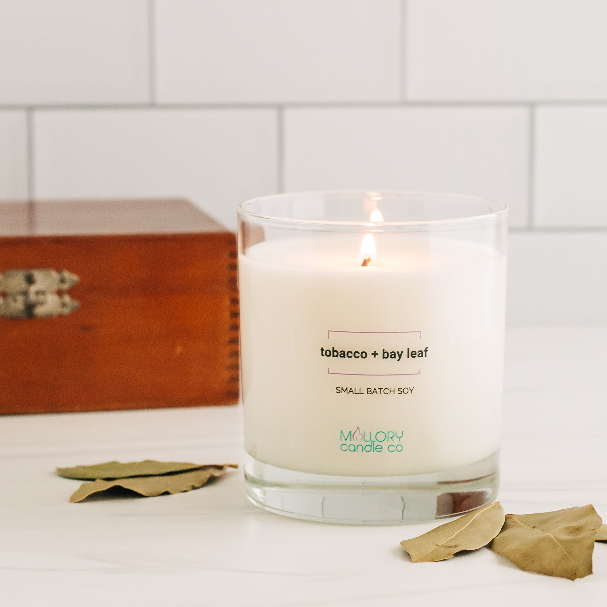 Tobacco & Bay Leaf Candle Small Batch Soy Mallory Candle Co