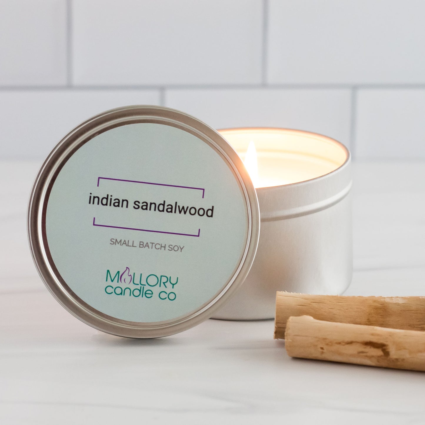 Indian Sandalwood Candle, Large Tin