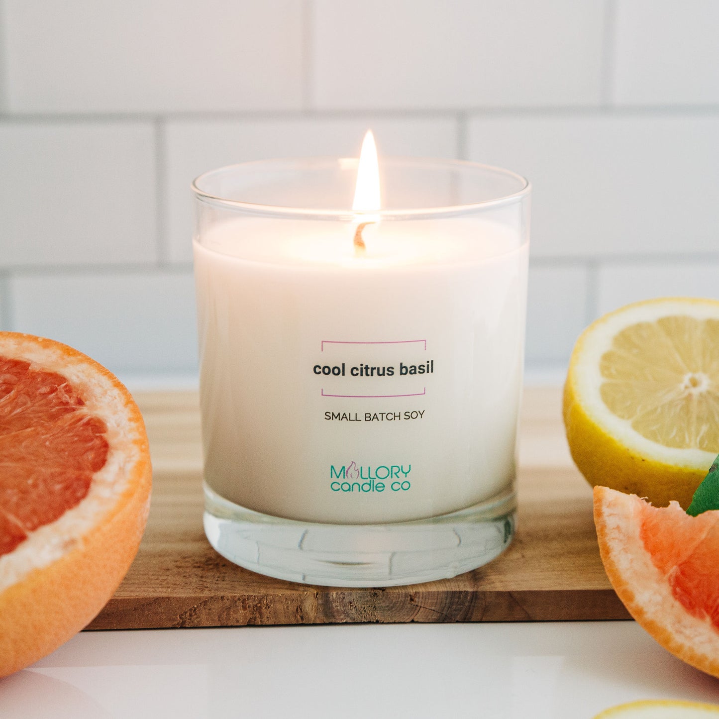 Cool Citrus Basil Candle | Small Batch Soy | Mallory Candle Co
