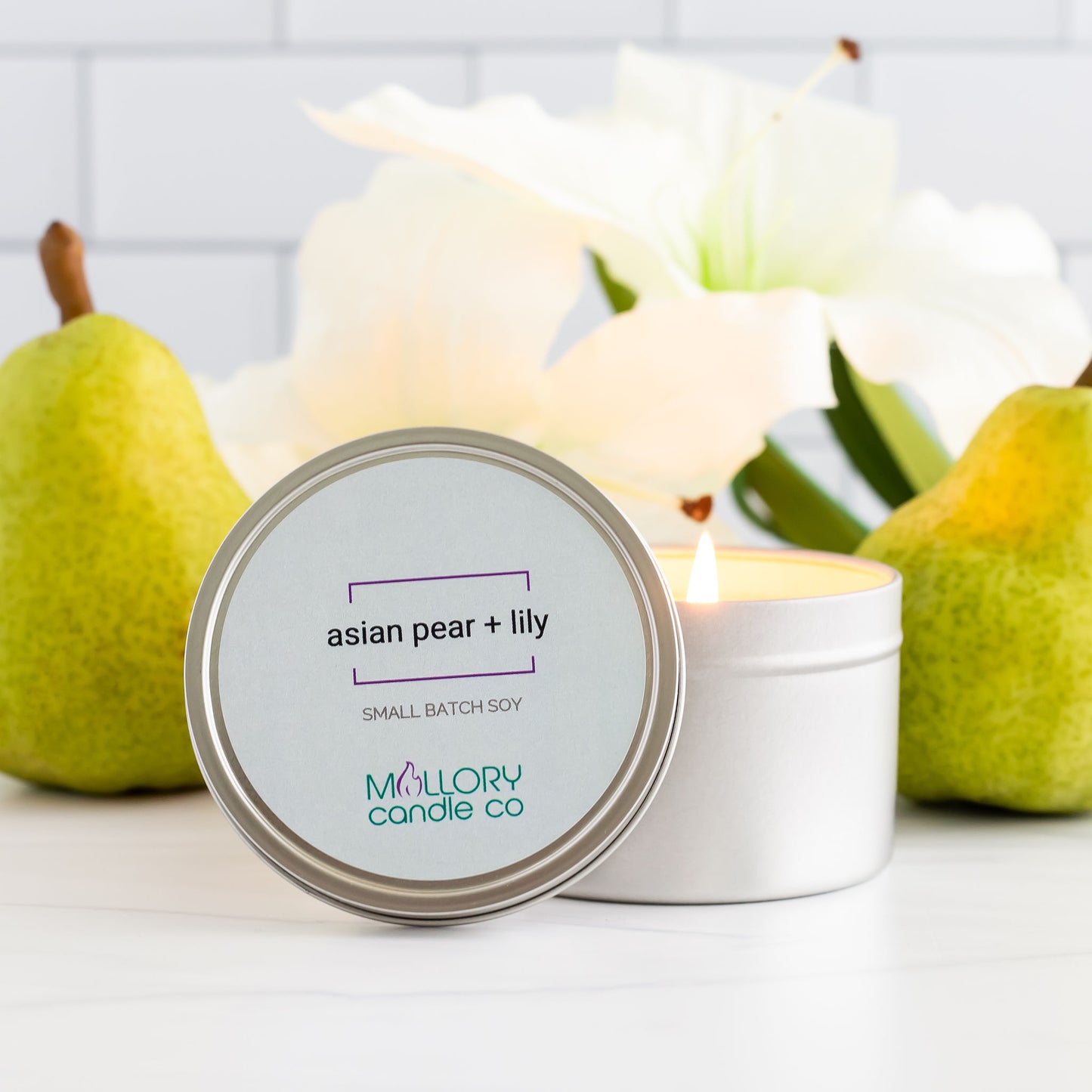 Asian Pear + Lily Candle, Large Tin
