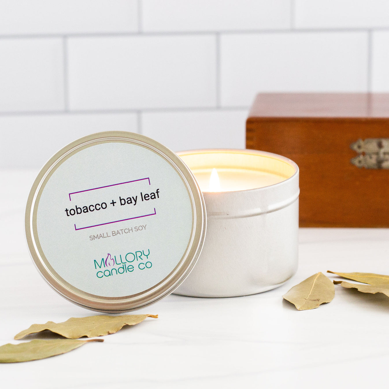 Tobacco & Bay Leaf Candle Small Batch Soy Mallory Candle Co